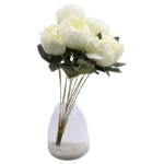PLASTIC PLANT DECORATION WHITE ROSE
