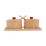 Wooden double Condiment Set