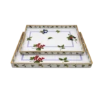 2PCS RECTANGLE GOLD RIM EDGE SERVING TRAY