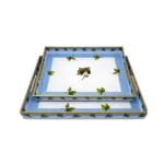 SET OF 2 RECTANGLE BLUE DECORATIVE TRAY