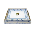 SET OF 2 RECTANGLE BLUE DECORATIVE TRAY