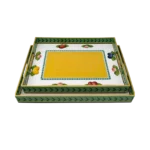 SET OF 2 RECTANGLE GREEN DECORATIVE TRAY
