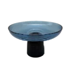TEXTURED BLUE GLASS STAND BOWL