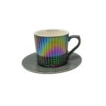 SET OF 6  GLOSSY TEA CUP AND SAUCER SET