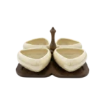SET OF 4 TRIANGLE BOWL WITH WOOD HANDLE