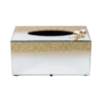 GOLD AND SILVER FLOWER DECORATIVE TISSUE BOX