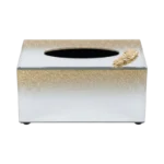 GOLD AND SILVER FEATHER DECORATIVE TISSUE BOX