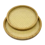 SET OF 2 CIRCLE WOODEN TRAYS