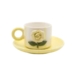 YELLOW ROSE SET OF 12 COFFEE CUP AND SAUCER