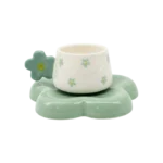 GREEN DAISY SET OF 12 COFFEE CUP AND SAUCER