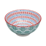 DANNY HOME BLUE & CORAL PATTERN CERAMIC SALAD 8' BOWL