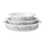 BLUE AND PINK  BLOSSOM SET FOR 3  BAKEWARE