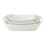 SET OF 3 WHITE SERVING BOWL