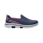 SKECHERS GO WALK 5 - PRIZED SLIP ON  KIDS'  SHOES IN NAVY /PINK