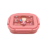 PINK KIDS LUNCH BOX 2 PARTS WITH SPOON AND FORK