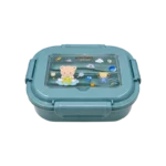 BLUE KIDS LUNCH BOX 2 PARTS WITH SPOON AND FORK