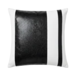 FAUX PYTHON LEATHER & OFF-WHITE FABRIC COLORBLOCK CUSHION