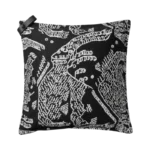 BLACK AND WHITE ABSTRACT LINE EMBROIDERY SQUARE CUSHION