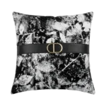 SQUARED BLACK AND WHITE BOTANICAL PRINT CUSHION