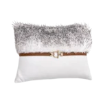 LIGHT GREY & SPECKLED FUR RECTANGULAR ACCENT CUSHION