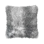 GREY AND WHITE CHEVRON TEXTURED FAUX FUR SQUARE CUSHION