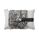 LIGHT GREY SUEDE & SNOW LEOPARD FAUX FUR LUMBAR PILLOW