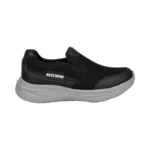 BLACK AND GREY SKECHERS SLIP-ON SNEAKERS