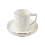 RIBBED CERAMIC ESPRESSO CUP AND SAUCER SET OF 12