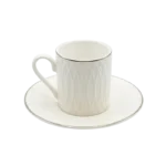 EMSAN LORA  CERAMIC COFFE CUP AND SAUCER SET OF 12 WHITE