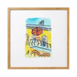 EUROPEAN-STLE ARCHITECTURAL BALCONY OIL PASTEL PRINT