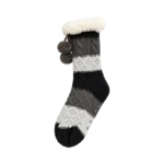 KNIT SLIPPER HEATED SOCKS BLACK GREY