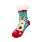 KNIT SLIPPER HEATED REINDEER CHRISTMAS SOCKS