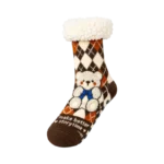 KNIT SLIPPER HEATED BROWN BEAR