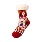 KNIT SLIPPER HEATED RED SOCKS