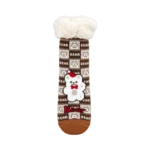 KNIT SLIPPER HEATED SOCKS BROWN BEAR