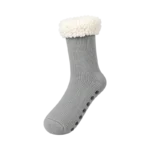 KNIT SLIPPER HEATED SOCKS GREY