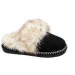WOMEN HOME SLIPPER BLACK WITH FUR