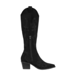 BLACK SUEDE WESTERN KNEE-HIGH BOOTS