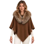 FAUX FUR COLLAR CAPE