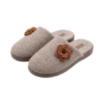 BEIGE SWEATER-KNIT CLOG SLIPPERS