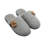 GRAY SWEATER-KNIT CLOG SLIPPERS
