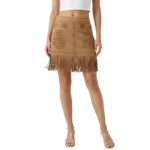 BOHEMIAN WESTERN SUEDE SKIRT WITH PERFORATED DESIGN