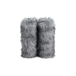 GREY FAUX FUR LEG WARMERS