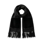 KNIT BLANKET WRAP SCARF FEATURING FAUX FUR POCKETS