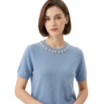 SHORT-SLEEVE KNIT SWEATER