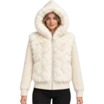 FAUX FUR TRIMMED HOODIE KNI JACKET