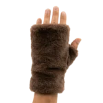 WOMEN PLUSH FAUX FUR FINGERLESS GLOVES